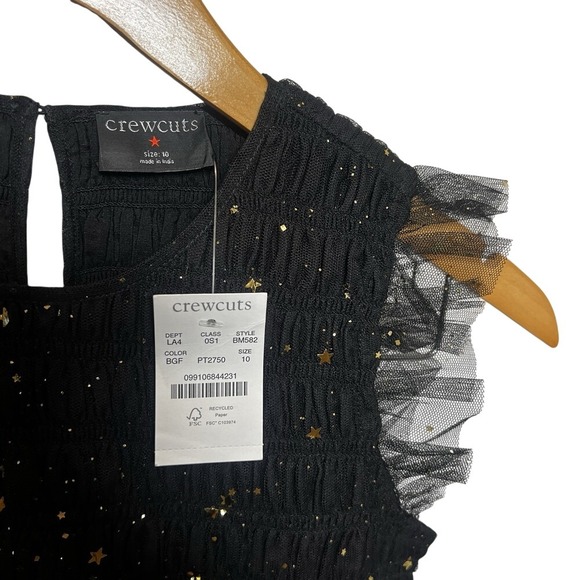 NWT Crew Cuts Girls Sz 10 Black Star flutter-sleeve dress Crewcuts - Picture 3 of 7